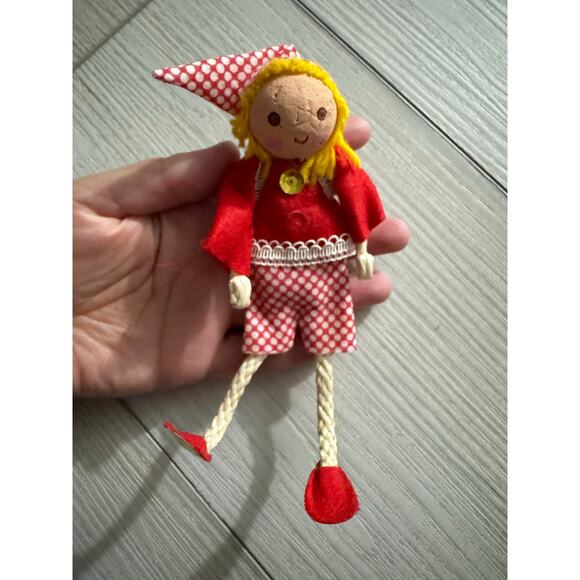 Vintage Ornaments Felt Elf Pixie Paper Mache Mr Christmas Girl 1969 - Picture 1 of 5